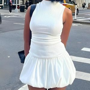 Trendy Backless Bubble Mini Dress - Y2K Aesthetic & Coquette Style