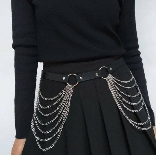 Trendy Belt with Waist Chain for Y2K and Coquette Aesthetic Outfits