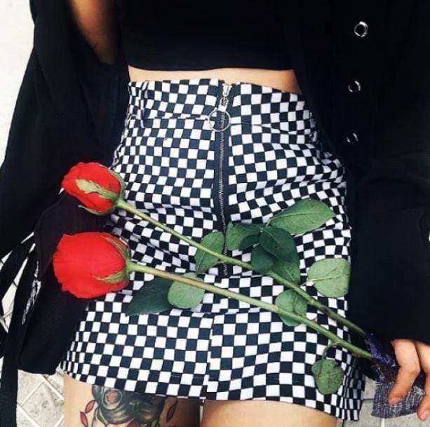 Trendy Black and White Checkerboard Skirt - Y2K Aesthetic Fashion