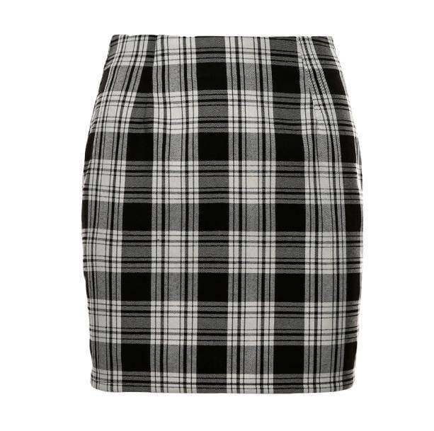 Trendy Black and White Plaid Mini Skirt - Y2K Aesthetic Clothing