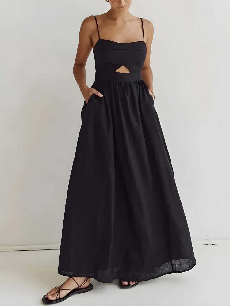 Trendy Cut Out Slit Maxi Dress - Y2K Aesthetic & Coquette Style