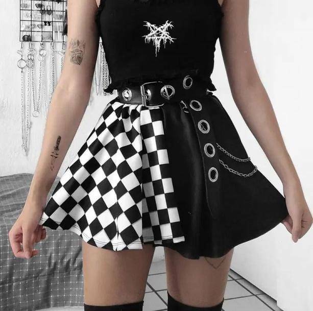 Trendy High Waist Checkered Skirt - Y2K Aesthetic & Coquette Style