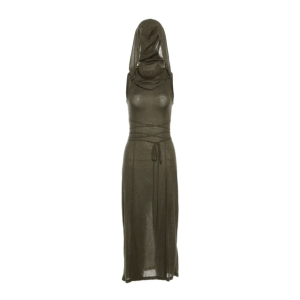 Trendy Hooded Slit Maxi Dress - Y2K Aesthetic & Coquette Style