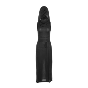 Trendy Hooded Slit Maxi Dress - Y2K Aesthetic & Coquette Style