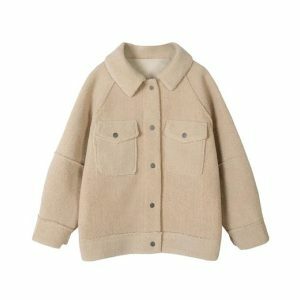 Trendy Khaki Loose Jacket - Y2K Aesthetic & Coquette Style Essential