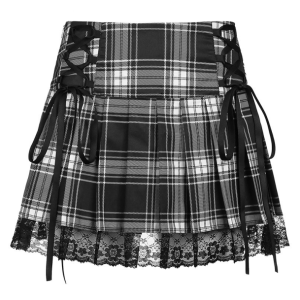 Trendy Lace Up Plaid Skirt - Y2K Aesthetic & Coquette Style Clothing