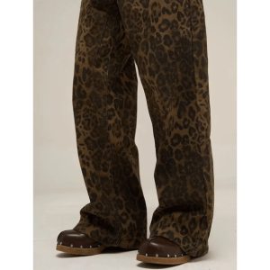 Trendy Leopard Print Loose Pants for Y2K and Coquette Aesthetic Styles