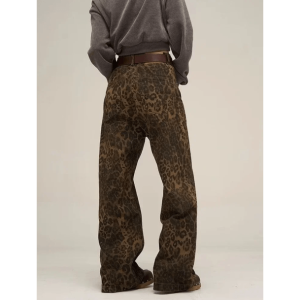 Trendy Leopard Print Loose Pants for Y2K and Coquette Aesthetic Styles