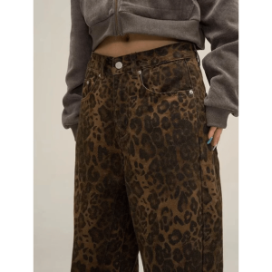 Trendy Leopard Print Loose Pants for Y2K and Coquette Aesthetic Styles