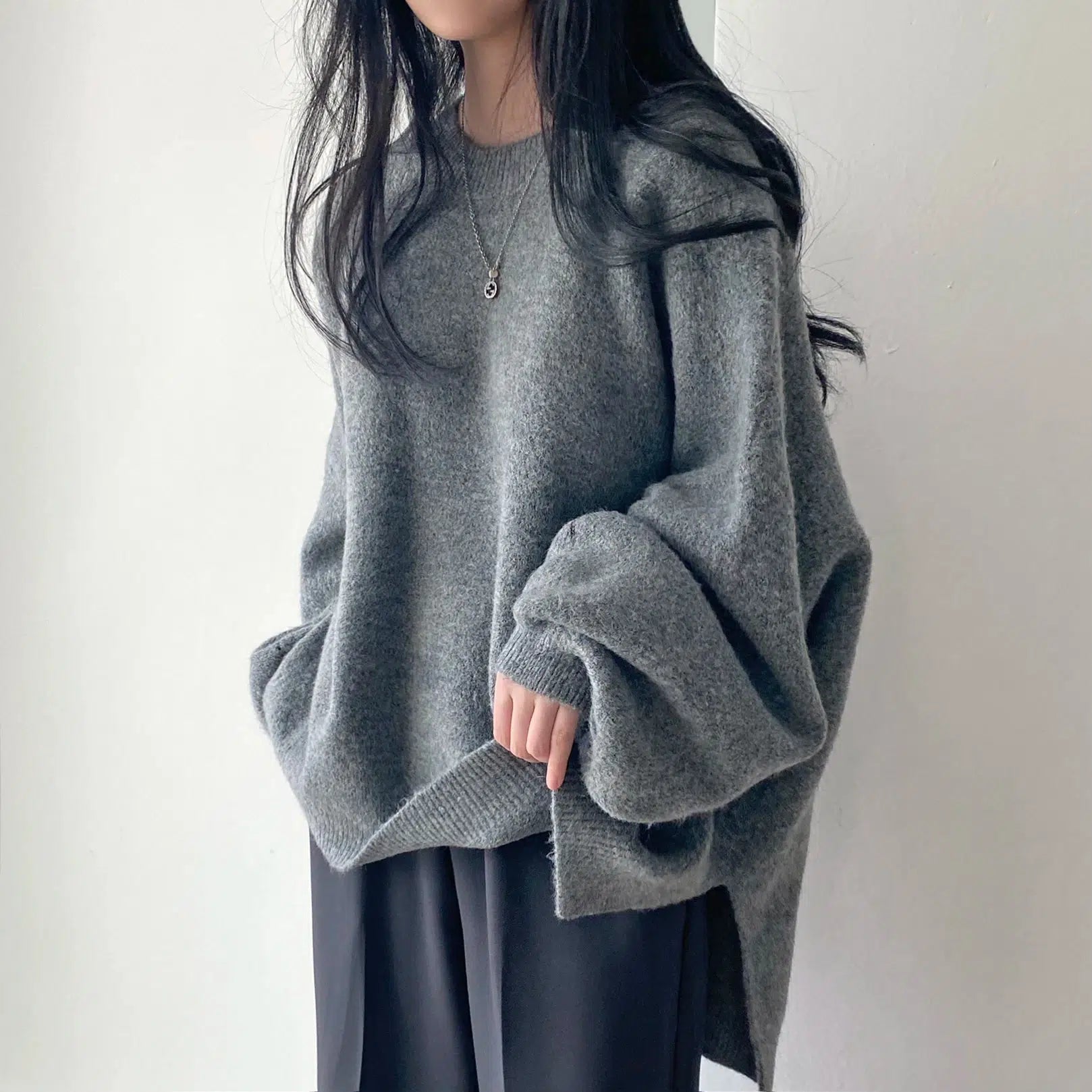 Trendy Oversized Knit Sweater - Y2K Aesthetic & Coquette Style