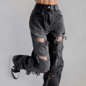 Trendy Ripped High Waist Jeans for Y2K Aesthetic & Coquette Style