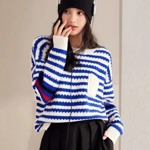 Trendy Striped Knitted Sweater - Y2K Aesthetic & Coquette Style