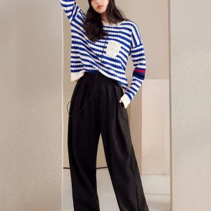 Trendy Striped Knitted Sweater - Y2K Aesthetic & Coquette Style