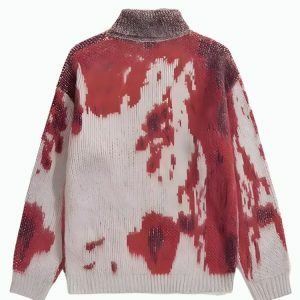 Trendy Tie Dye Turtle Neck Sweater - Y2K Aesthetic Knit Fashion