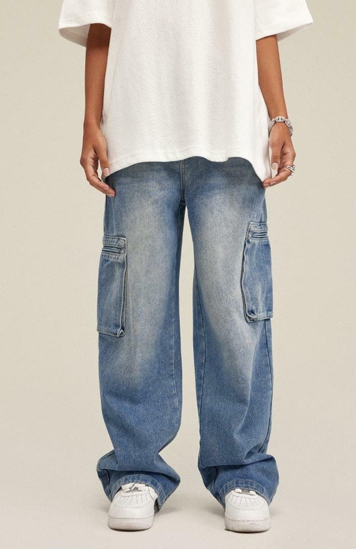 Trendy Washed Baggy Cargo Jeans for Y2K and Coquette Aesthetic Styles