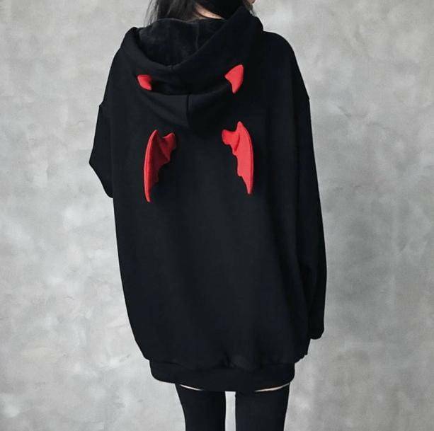 Trendy Y2K Aesthetic Diablo Hoodie - Coquette & Goth Style Fusion