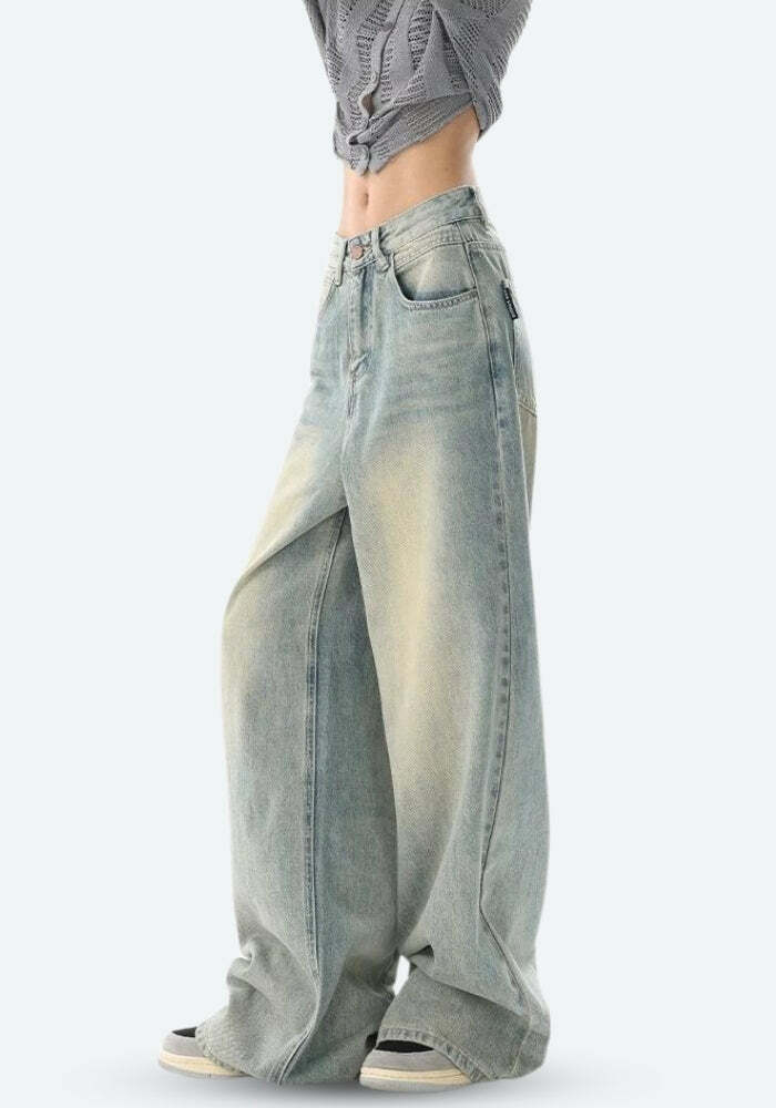 Trendy Y2K Aesthetic Low Rise Baggy Denim Jeans for Unique Styles