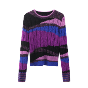 Trendy Y2K Aesthetic Round Neck Purple Flow Sweater for Unique Styles