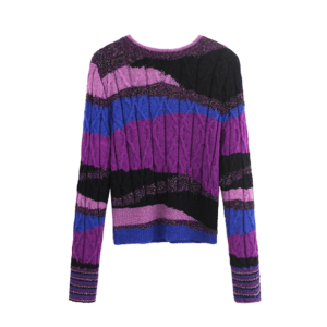 Trendy Y2K Aesthetic Round Neck Purple Flow Sweater for Unique Styles