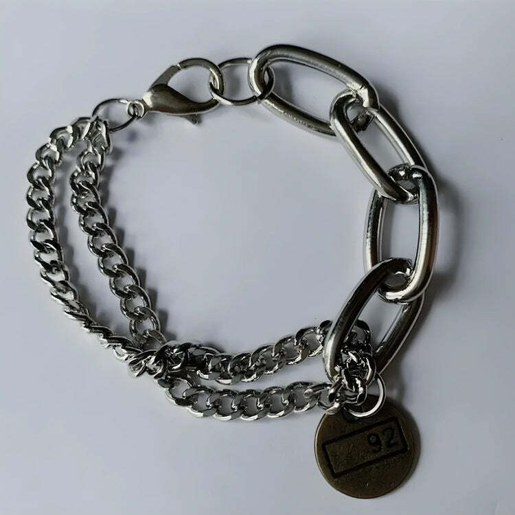 Trendy Y2K Aesthetic Silver Chain Bracelet for Coquette & Goth Styles