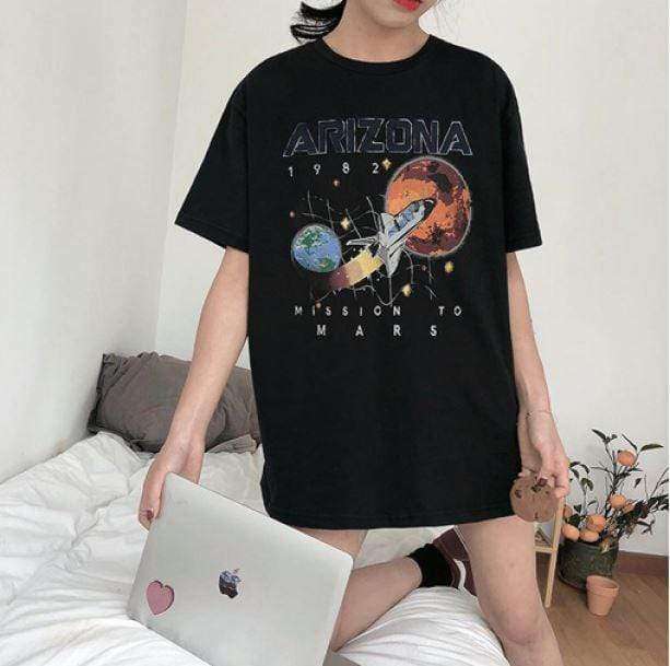 Trendy Y2K Aesthetic Space Arizona T-Shirt - Coquette & Goth Styles