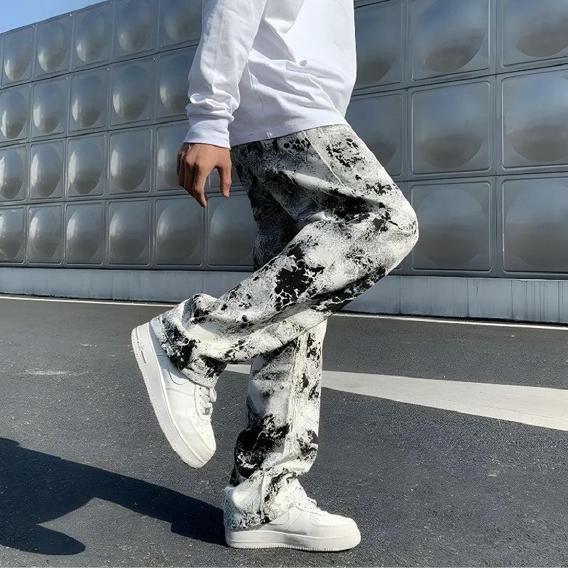 Trendy Y2K Aesthetic Spray Paint Straight Leg Jeans for Unique Styles