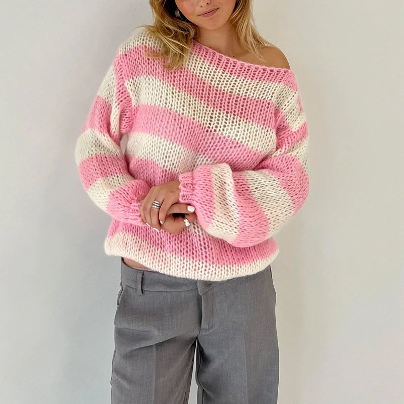 Trendy Y2K Cable Knit Sweater: Coquette Aesthetic & Soft Girl Style