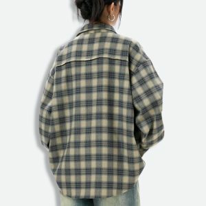 Trendy Y2K Checkered Shirt - Aesthetic Coquette & Goth Styles