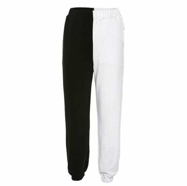 Trendy Y2K Coquette Aesthetic Black & White Pants for Stylish Outfits