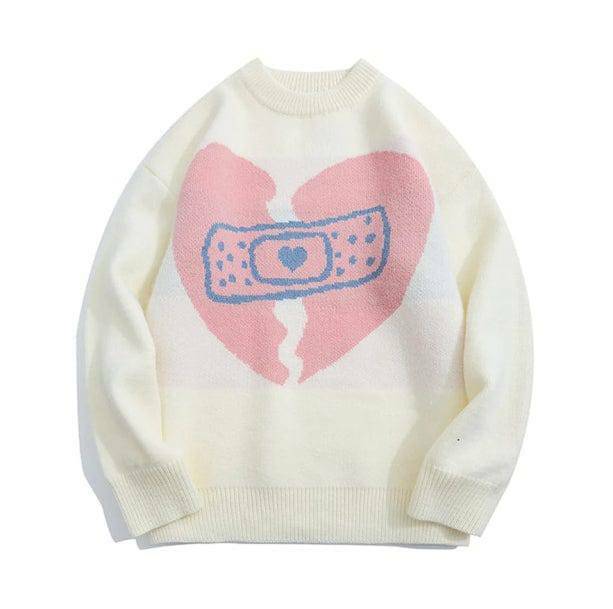 Trendy Y2K Coquette Aesthetic Broken Heart Sweater for Unique Styles