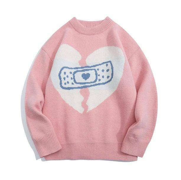 Trendy Y2K Coquette Aesthetic Broken Heart Sweater for Unique Styles