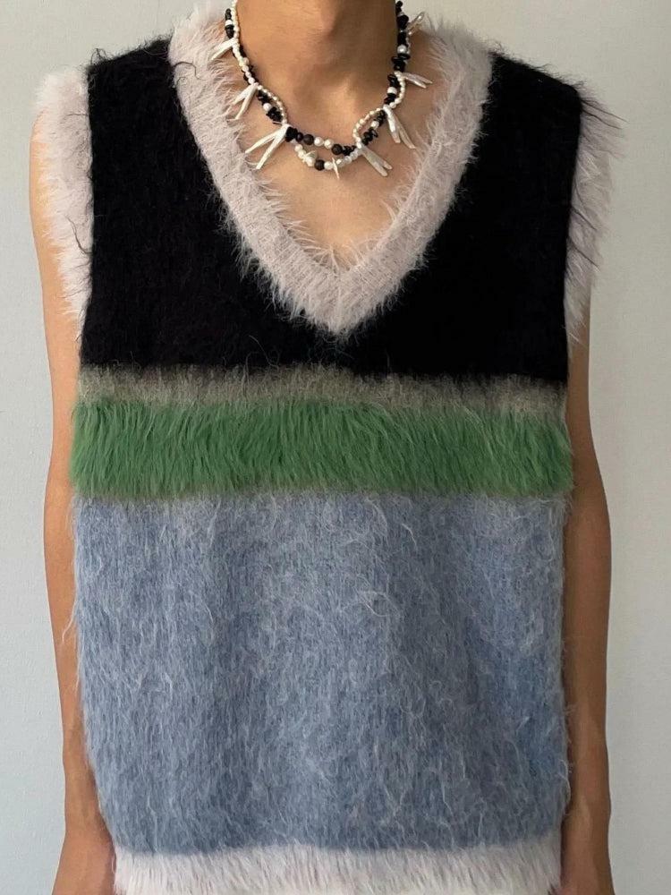 Trendy Y2K Coquette Aesthetic Fuzzy Sweater Vest for Unique Outfits