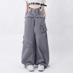 Trendy Y2K Coquette Aesthetic Open Zip Pants for Unique Outfit Styles