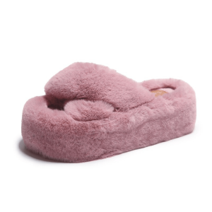 Trendy Y2K Coquette Aesthetic Plushy Platform Slippers for Stylish Outfits