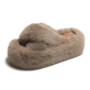 Trendy Y2K Coquette Aesthetic Plushy Platform Slippers for Stylish Outfits