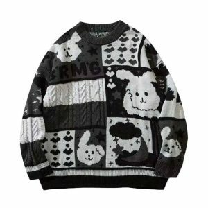 Trendy Y2K Coquette Bunny Sweater - Aesthetic Outfit Essential