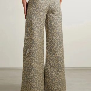 Trendy Y2K Coquette Cut-Out Pants with Leopard Embellishments