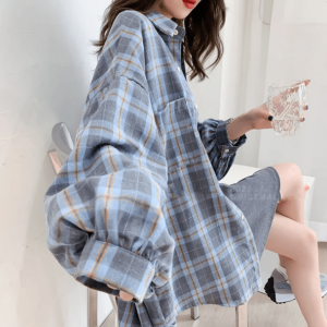 Trendy Y2K Coquette Plaid Shirt - Aesthetic Outfit Essential