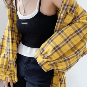 Trendy Y2K Coquette Plaid Shirt - Aesthetic Outfit Essential