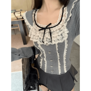 Trendy Y2K Coquette Top with Ruffles - Aesthetic Fashion Essential