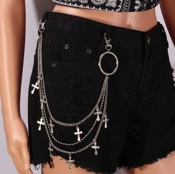 Trendy Y2K Cross Belt Chain for Coquette and Aesthetic Outfits