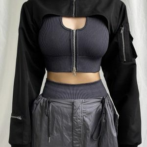 Trendy Y2K Cyberpunk Bolero Jacket - Aesthetic Coquette Style