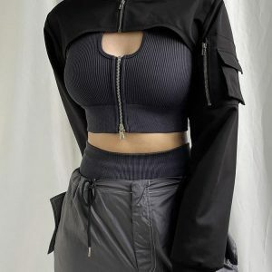 Trendy Y2K Cyberpunk Bolero Jacket - Aesthetic Coquette Style