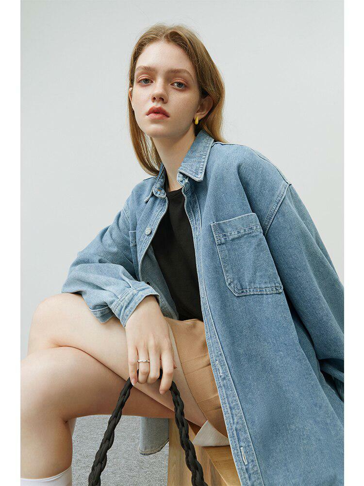 Trendy Y2K Denim Shirt: Aesthetic Coquette Style for Unique Outfits