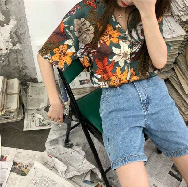 Trendy Y2K Floral Shirt - Aesthetic Coquette Style for Unique Outfits