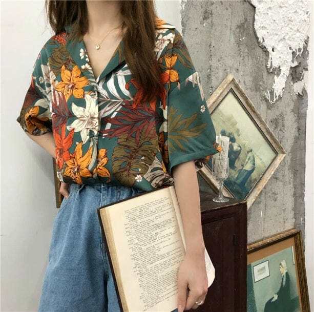 Trendy Y2K Floral Shirt - Aesthetic Coquette Style for Unique Outfits