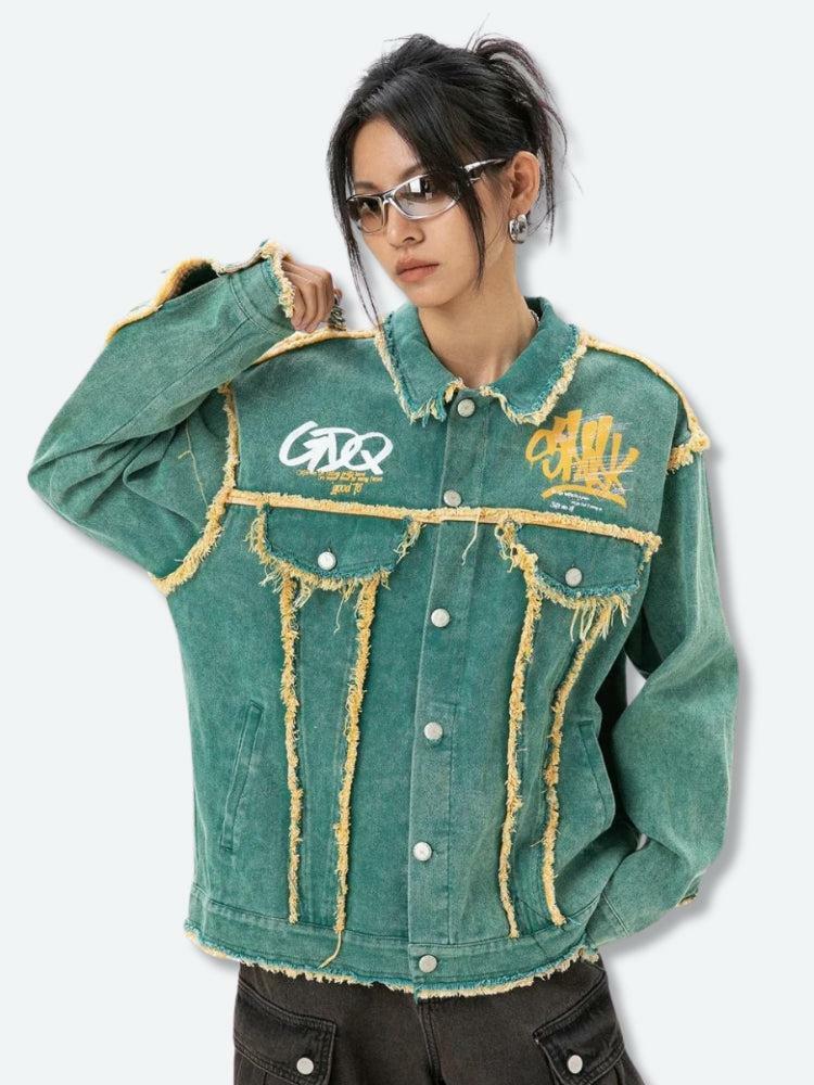 Trendy Y2K Green Denim Jacket - Aesthetic Coquette Style Outerwear