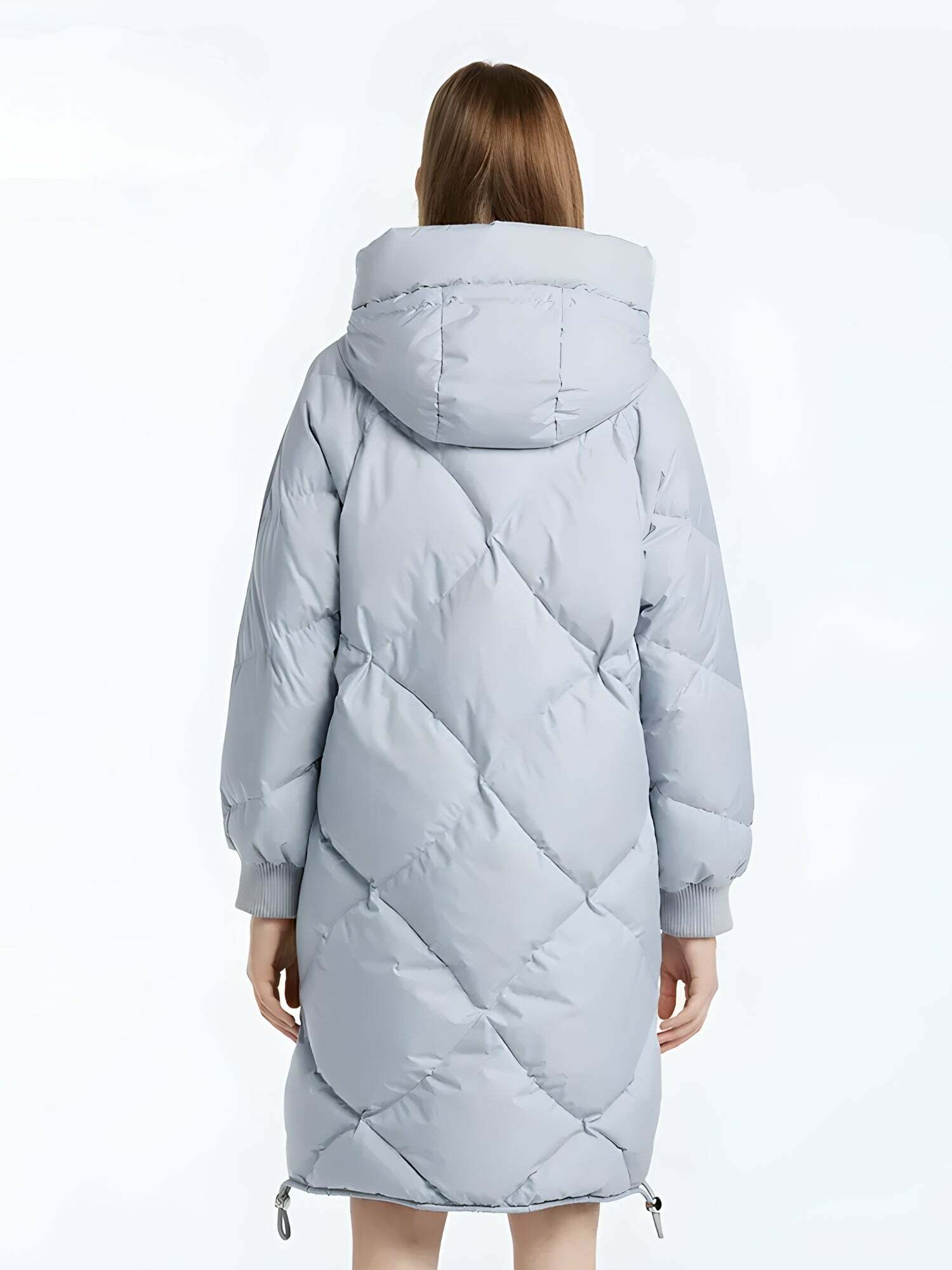 Trendy Y2K Hooded Zip-Up Long Puffer Coat for Aesthetic Outfits