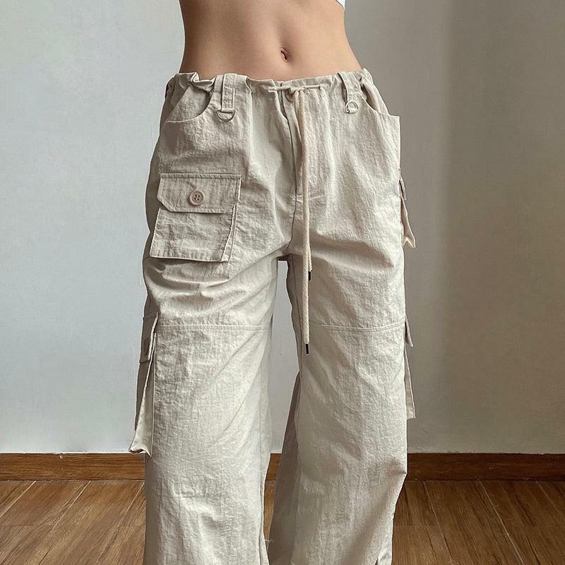 Trendy Y2K Low Rise Cargo Pants - Aesthetic Coquette Style Outfit