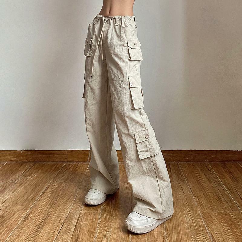 Trendy Y2K Low Rise Cargo Pants - Aesthetic Coquette Style Outfit